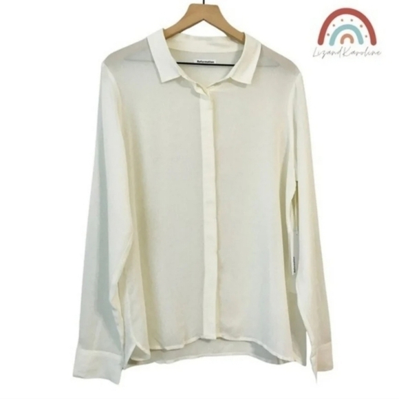 New! Reformation The Violet Ivory Button Down Top - Picture 3 of 12